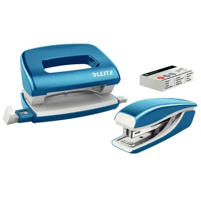 Zestaw mini zszywacz i dziurkacz LEITZ nexxt wow 55612036 niebieski