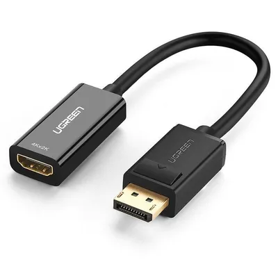 Adapter, kabel displayport (męski) - hdmi (żeński) UGREEN mm137, fullhd 25cm (czarny)