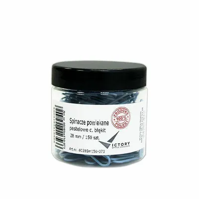 Spinacze okrągłe 28mm VICTORY OFFICE PRODUCTS 6028sm150-073 pastelowe ciemnoniebieskie metalowepowlekane w słoiku małym 150szt