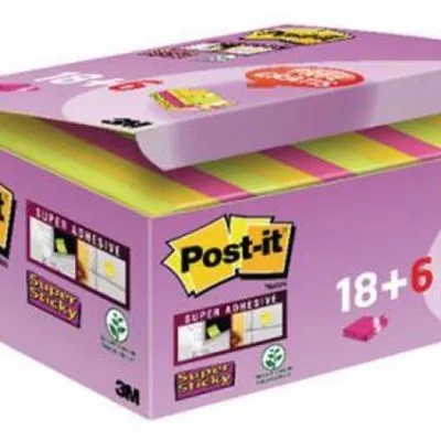 Karteczki samoprzylepne 47,6x47,6mm 3M post-it® super sticky 622-p24sscol mix kolorów (18+6)x90 kart