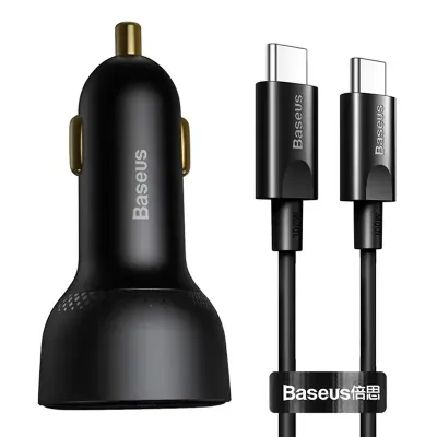 Ładowarka samochodowa Baseus superme usb, usb-c, 100w + kabel usb-c(czarna)
