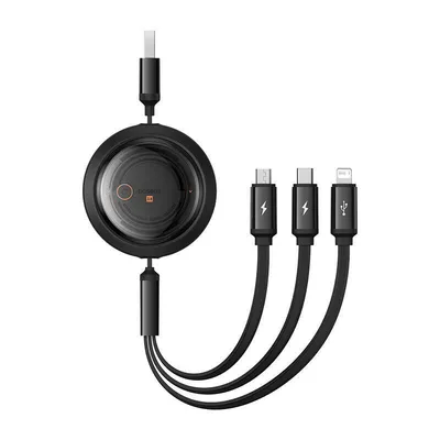 Kabel usb 3w1 Baseus free2draw usb do micro usb+lightning+usb-c, 3.5a, 1.1m (czarny)