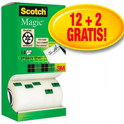 Taśma biurowa 19mmx33M 3m scotch® magic™ 8-1933r14 tpr matowa 12+2szt
