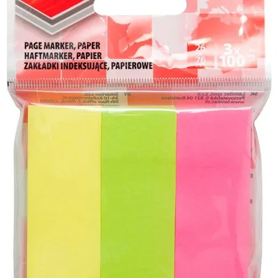 Zakładki indeksujące papierowe 26x76mm OFFICE PRODUCTS mix kolorów 3x100 szt