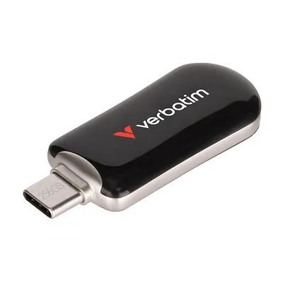 Verbatim usb flash disk, usb c, 256gb, plectra, czarny, 30226, usb c