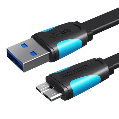 Płaski kabel usb 3.0 a do micro b Vention vas-a12-b025 0,25m czarny