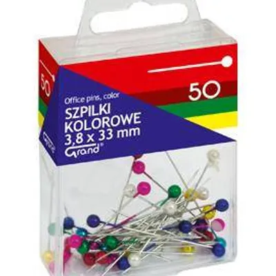 Szpilki 3.8x33mm Grand 110-1666 kolorowe w pojemniku plastikowym 50szt