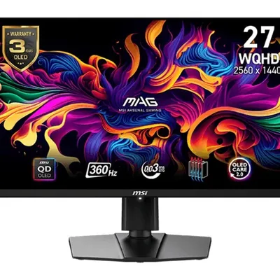 Msi monitor 26.5 cala mag 271qpx qd-oled led/wqhd/flat/360hz/czarny