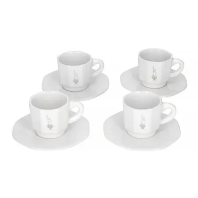 Bialetti - zestaw 4 filiżanek z podstawką - biały