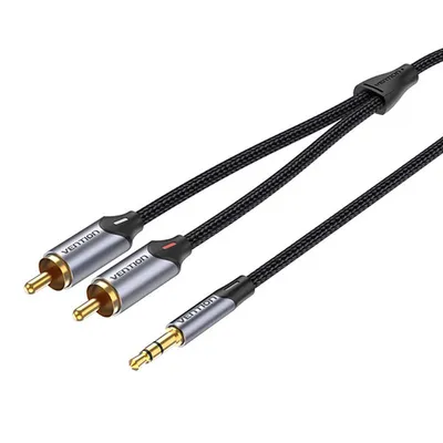 Kabel audio 2xrca do 3.5mm Vention bcnbk 8m (szary)