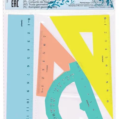 Komplet geometryczny linijka 15cm ekierka*2 CENTRUM 87769 kątomierz