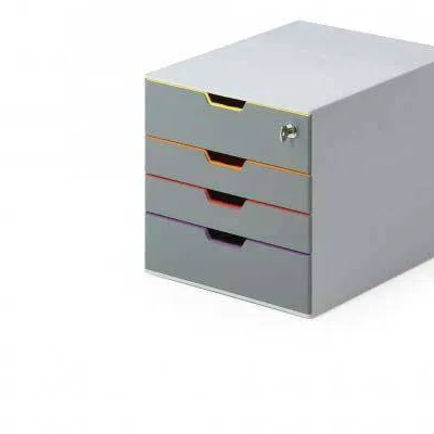 Pojemnik 280x292x356mm DURABLE varicolor 760627 szary 4 szuflady (jedna na kluczyk)