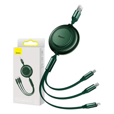 Kabel usb 3w1 Baseus bright mirror 2, micro usb / lightning / usb-c, płaski, 3.5a, 1.1m (zielony)