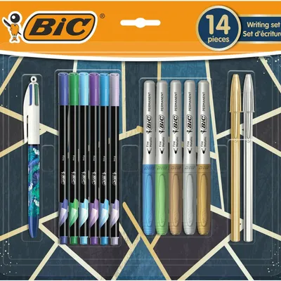 Zestaw długopis BIC 4 colours decor 6 pisaków intensity fine bic kids metallic 503884 5 markerów permanentnych intensity metallic 2 wersje długopisu bic cristal