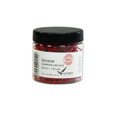 Spinacze okrągłe 28mm VICTORY OFFICE PRODUCTS 6028sm150-03 czerwone metalowepowlekane w słoiku małym 150szt