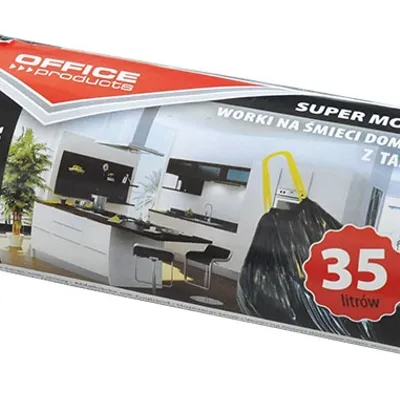 Worki na śmieci ldpe z taśmą OFFICE PRODUCTS czarne 35l 15szt.