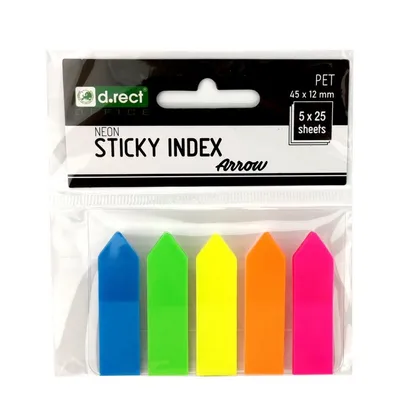 Zakładki indeksujące foliowe 12x45mm D.RECT strzałki mix kolorów 5x25szt