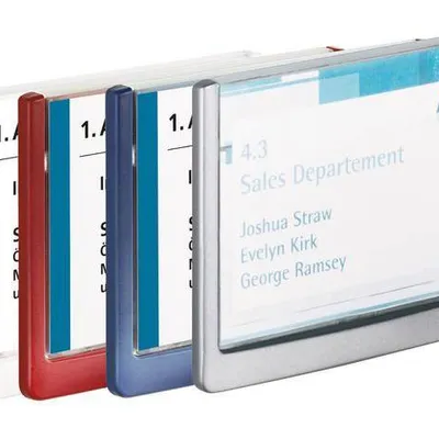 Tabliczka informacyjna 149x105.5mm DURABLE click sign 486107 granatowa z wysokiej jakości plastiku