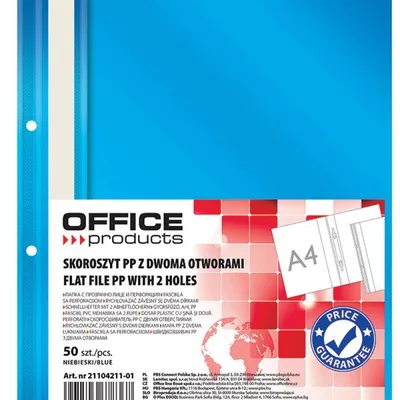 Skoroszyt wpinany a4 OFFICE PRODUCTS 2 otwory niebieski pp 100/170mikr