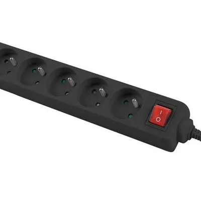 Lanberg listwa zasilająca 3m, czarna, 5 gniazd, z wyłącznikiem, kabel wykonany z pełnej miedzi