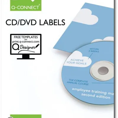 Etykiety samoprzylepne na cd/dvd Q-Connect białe 100ark*2szt