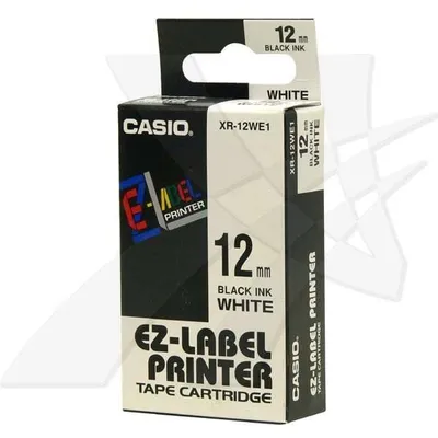 Casio oryginalny taśma do drukarek etykiet, Casio, xr-12we1, czarny druk/biały podkład, nielaminowany, 8m, 12mm