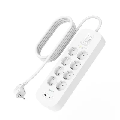 Belkin listwa przeciwprzepięciowa surgeplus 8x schuko 1xusb-a 1xusb-c 900j 2m