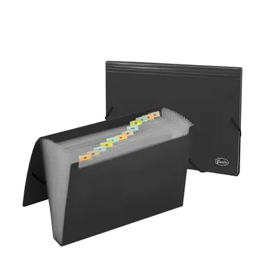 Teczka z gumką rozszerzana a4 FOROFIS 91183 czarna pp 0.7mm 12 kieszeni