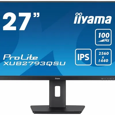 Iiyama monitor 27 cali prolite xub2793qsu-b6 ips,qhd,has(150mm),100hz,hdmi,dp,2x2w 2xusb(3.2),freesync