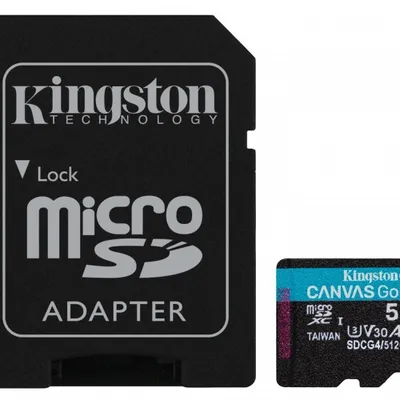 Kingston karta microsd 512gb canvasgo! plus 200mb/s a2 u3 v30 + adapter