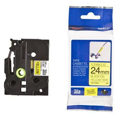 Tasiemka oryginalna czarny/żółte BROTHER tzefx651 24mm x 8 m