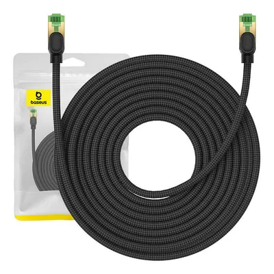 Kabel sieciowy w oplocie kat. 8 Baseus ethernet rj45, 40gbps, 15m (czarny)