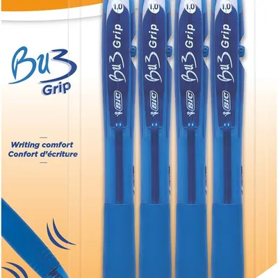 Długopis automatyczny BIC bu3 grip 922577 niebieski 1.0mm blister 4szt