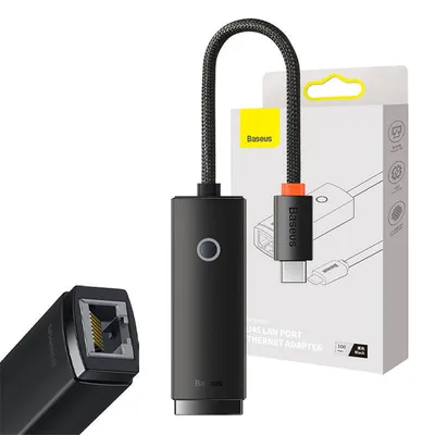 Adapter sieciowy Baseus lite series usb-c do rj45, 100mbps (czarny)