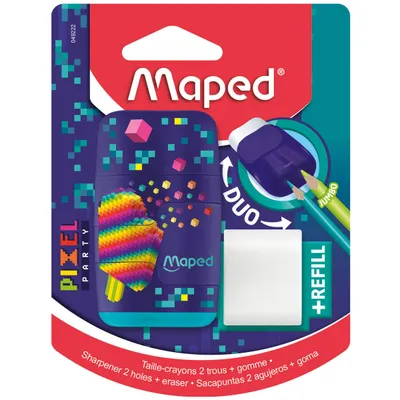 Temperówka MAPED z gumką connect pixel 2 otwory blister