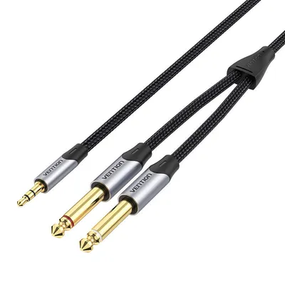 Kabel audio mini jack 3.5mm do 2x 6.5mm Vention barhg 1.5m (szary)