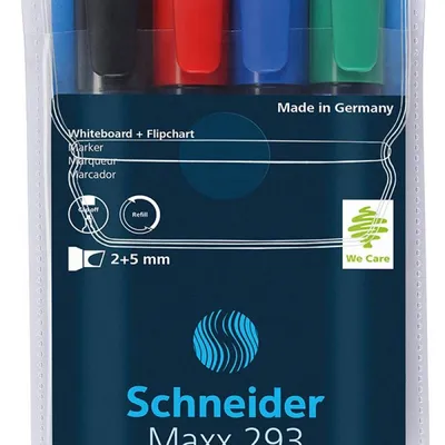 Markery suchościeralne SCHNEIDER maxx 293 mix kolorów ścięta 2-5mm 4szt