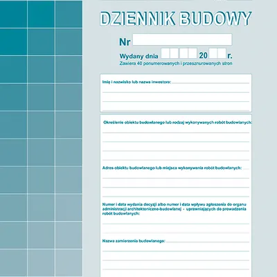 Dziennik budowy a4 Michalczyk i Prokop 40 stron