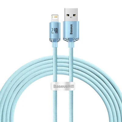 Kabel usb do ip Baseus crystal shine, 2.4a, 2m (niebieski)