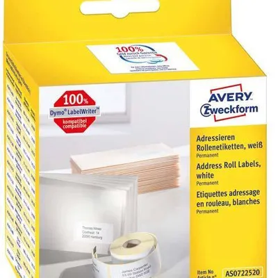 Etykiety samoprzylepne 25x54mm do adresowania trwałe, w rolce do druk. term. as0722520 białe 500 szt