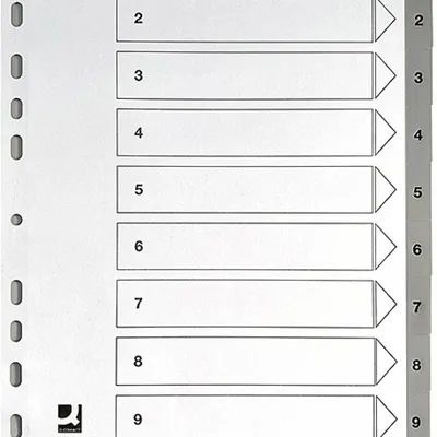 Przekładki 1-10 a4 Q-Connect szare pp 10kart