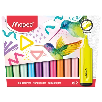 Zakreślacz MAPED fluo peps mix kol. 6 fluo+6 pastel kartonowe etui