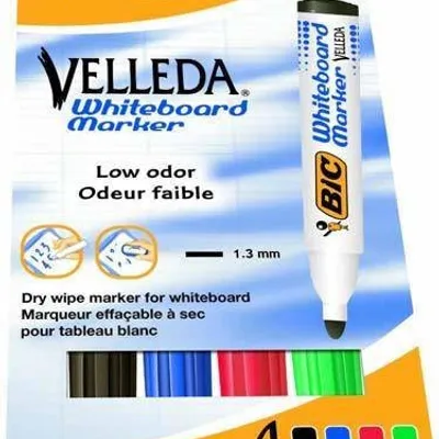 Marker suchościeralny BIC velleda ecolutions 1701 904941 mix*4 okrągła 6mm 4szt