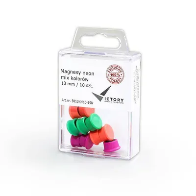Magnesy 13mm VICTORY OFFICE PRODUCTS 5013km10-99n neonowe mix kolorów 10szt