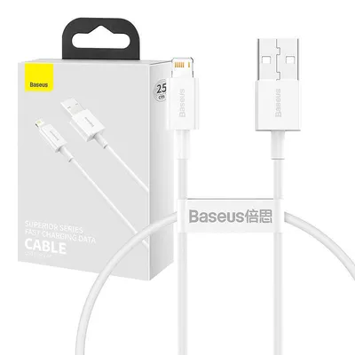 Kabel usb do lightning Baseus superior series, 2.4a, 0.25m (biały)