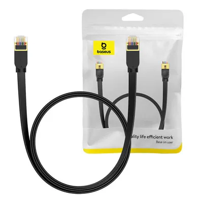 Płaski kabel sieciowy Baseus ethernet rj45, gigabit, cat.7, 1,5m (czarny)