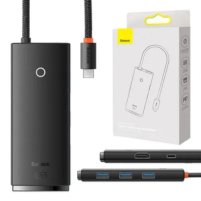 Hub Baseus 5-portowy usb-c do hdmi+usb3.0x3+pd (czarny)