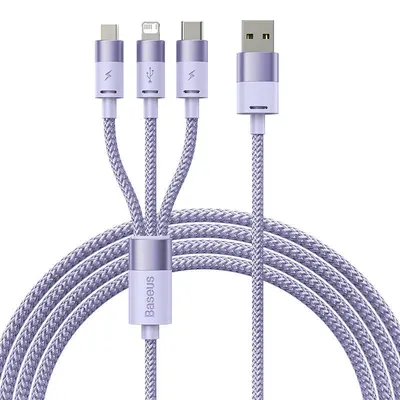 Kabel usb 3w1 Baseus starspeed, usb-c + micro usb + lightning, 3,5a, 1.2m (fioletowy)