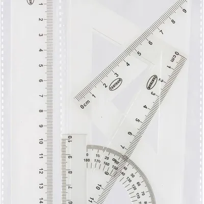 Komplet geometryczny linijka 20cm ekierka*2 CENTRUM 80946 kątomierz z linijką