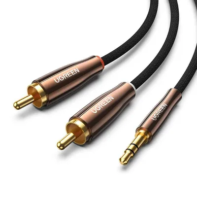Ugreen av170 kabel 2x rca (cinch) jack 3.5mm, 1m (czarny)